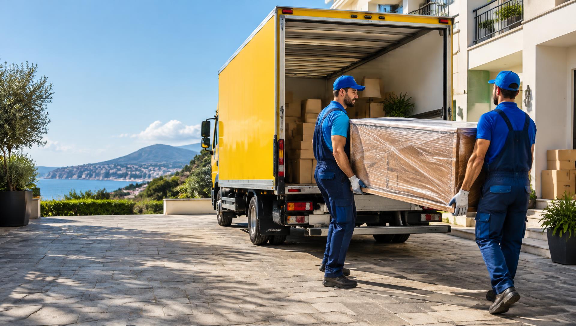 Operatori durante un trasloco con camion